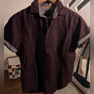 Men’s Denim & Flower Maroon Button Up